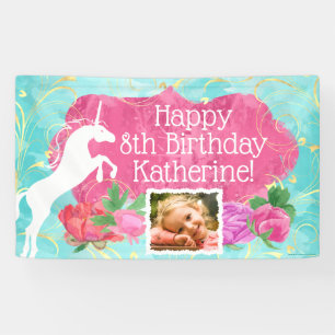 Springender Einhorn-heller Mädchen-Geburtstag Banner