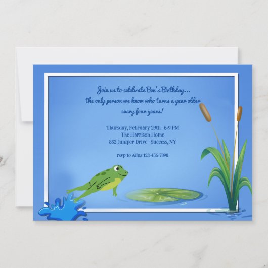 Springender Frosch Einladung (Vorderseite)