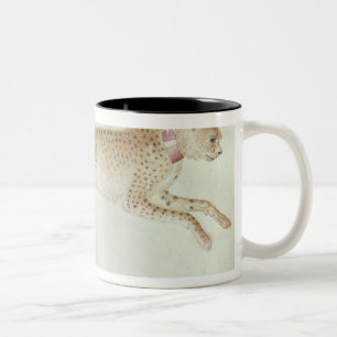Springender Gepard mit einem roten Kragen Zweifarbige Tasse