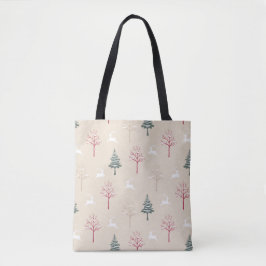 Springender Hirsch & Schneeweisse Bäume Weihnachts Tasche