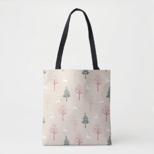 Springender Hirsch & Schneeweisse Bäume Weihnachts Tasche