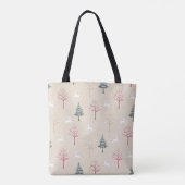 Springender Hirsch & Schneeweisse Bäume Weihnachts Tasche (Rückseite)