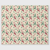 Springender Hirsch und Stechpalme Geschenkpapier (Flach)