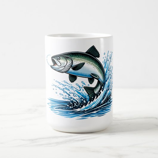 Springender Lachs Spritzer Geschenk für Fischer Ku Kaffeetasse (Mittel)