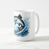 Springender Lachs Spritzer Geschenk für Fischer Ku Kaffeetasse (VorderseiteRechts)