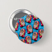 Springender Neon-Jukebox-Muster Button (Vorne & Hinten)