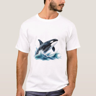 Springender Orca Im Wellenspritzer T-Shirt