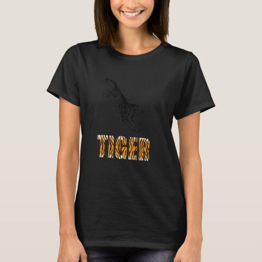 Springender Tiger Großkatze T-Shirt (Vorderseite)