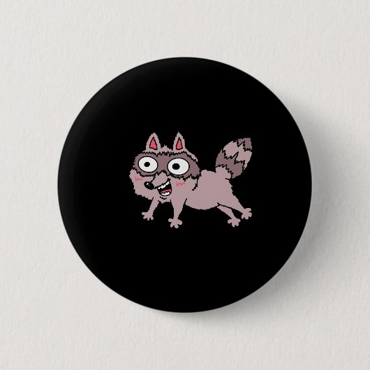 Springender Waschbär-Knopf Button (Vorderseite)