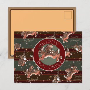 Springendes Jackalope Hüpfende Feiertage Ferien Feiertagspostkarte