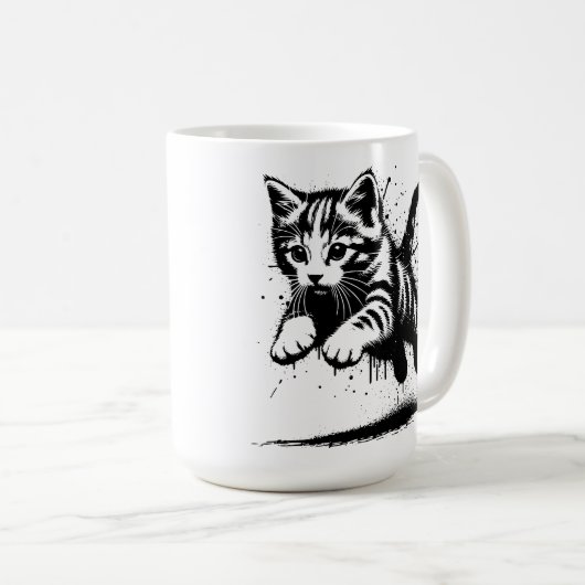 Springendes kleines Kätzchen Kaffeetasse (VorderseiteRechts)