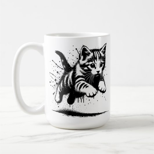 Springendes kleines Kätzchen Kaffeetasse (Links)