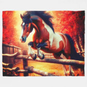 Springendes Pferd Fleecedecke (Vorderseite (Horizontal))