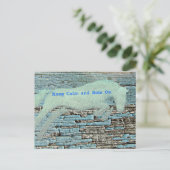 Springendes Pferd Mixed Media Blau Postkarte (Stehend Vorderseite)