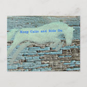 Springendes Pferd Mixed Media Blau Postkarte (Vorderseite)