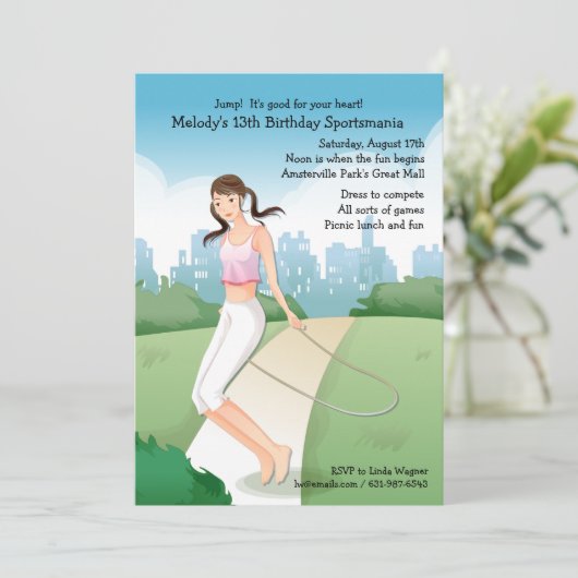 Springendes Seil-Einladung Einladung (Stehend Vorderseite)