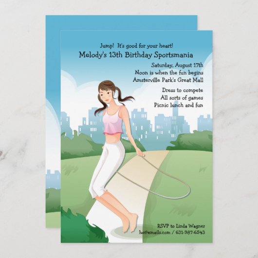 Springendes Seil-Einladung Einladung (Vorne/Hinten)