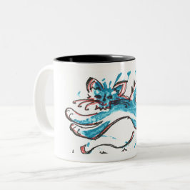 Springenwasser-Katze der Kaffee-Tasse helles Blau Zweifarbige Tasse
