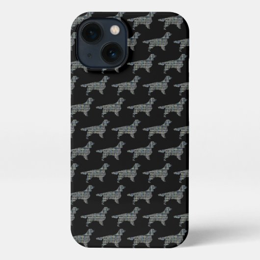 Springer Spanel Niedlich Hund Silhouette Grid Blac iPhone Hülle (Rückseite)