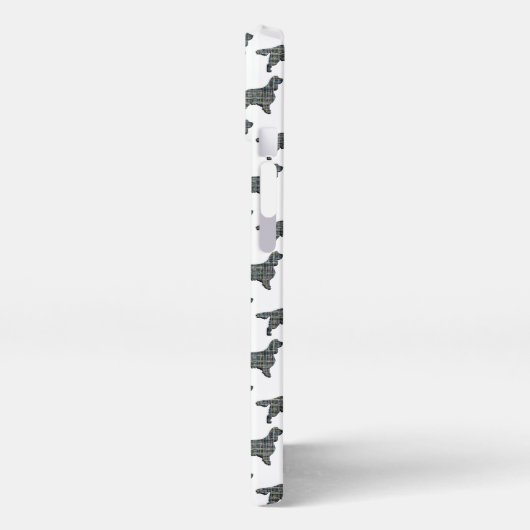 Springer Spanel Niedlich Hund Silhouette Grid Whit iPhone Hülle (Linke Seite)