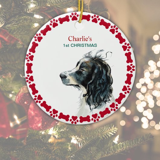 Springer Spaniel 1. Weihnachtsfest Personalisiert Keramik Ornament