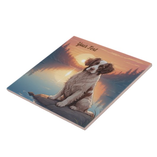 Springer Spaniel am See Fliese (Seite)