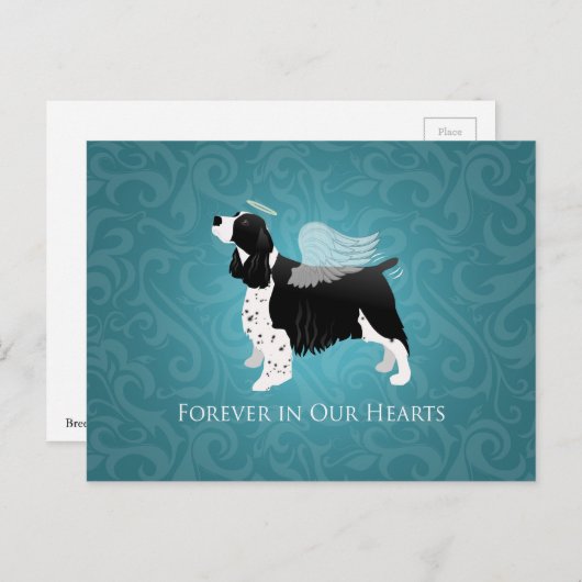 Springer Spaniel Angel Dog Pet Memorial Design Postkarte (Vorne/Hinten)
