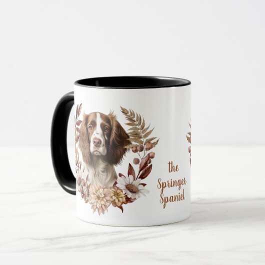 Springer Spaniel Autumn Wreath Tasse (Vorderseite Links)