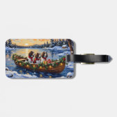 Springer Spaniel Christmas Boat Holiday Gepäckanhänger (Rückseite horizontal)