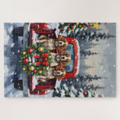 Springer Spaniel Christmas Red Truck Holiday Puzzle (Horizontal)
