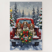 Springer Spaniel Christmas Red Truck Holiday Puzzle (Vertikal)