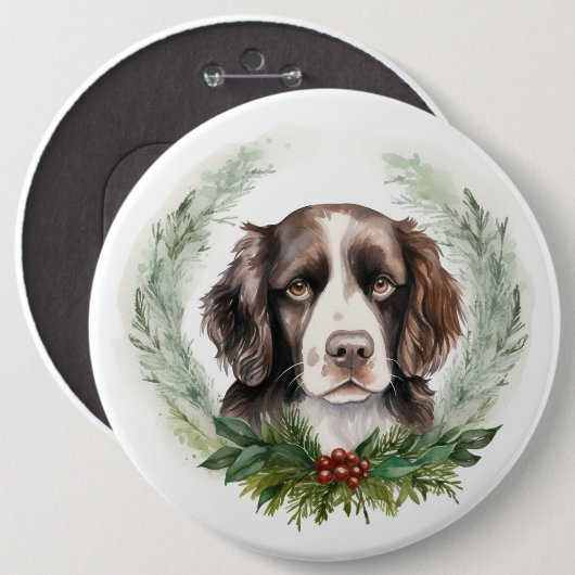 Springer spaniel Christmas Wreath Festivals Button (Vorne & Hinten)