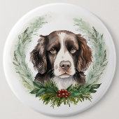 Springer spaniel Christmas Wreath Festivals Button (Vorderseite)