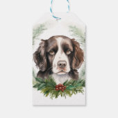 Springer spaniel Christmas Wreath Festivals Geschenkanhänger (Rückseite)