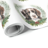 Springer spaniel Christmas Wreath Festivals Geschenkpapier (Rolleneckpunkt)