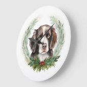 Springer spaniel Christmas Wreath Festivals Große Wanduhr (Winkel)