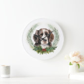 Springer spaniel Christmas Wreath Festivals Große Wanduhr (Zuhause)
