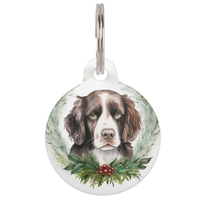 Springer spaniel Christmas Wreath Festivals Haustiermarke (Vorderseite)