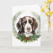 Springer spaniel Christmas Wreath Festivals Karte (Gelbe Blume)