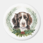 Springer spaniel Christmas Wreath Festivals Magnet (Vorne)