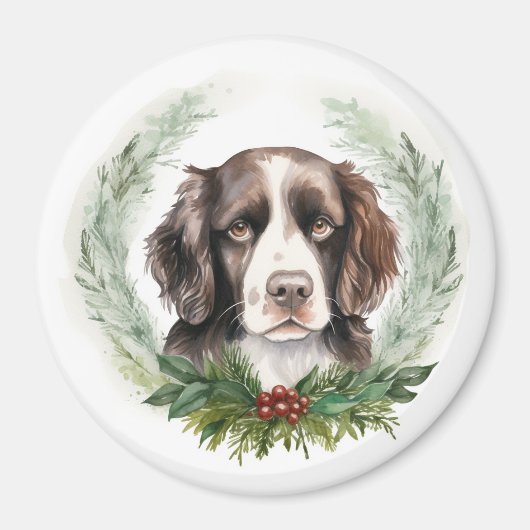 Springer spaniel Christmas Wreath Festivals Magnet (Vorne)