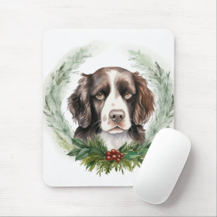 Springer spaniel Christmas Wreath Festivals Mousepad