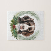 Springer spaniel Christmas Wreath Festivals Puzzle (Horizontal)