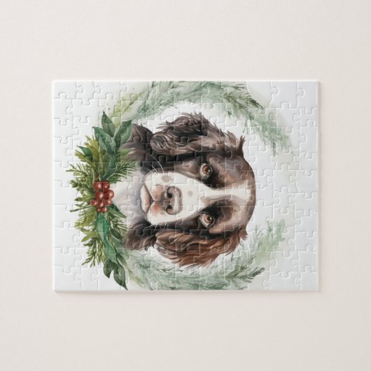 Springer spaniel Christmas Wreath Festivals Puzzle (Horizontal)