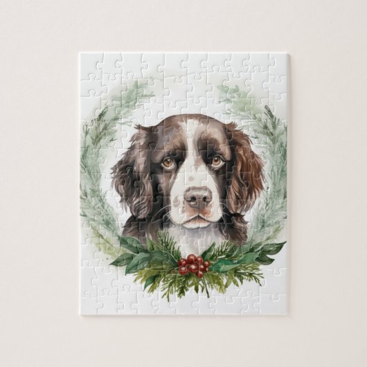 Springer spaniel Christmas Wreath Festivals Puzzle (Vertikal)