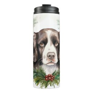 Springer spaniel Christmas Wreath Festivals Thermosbecher