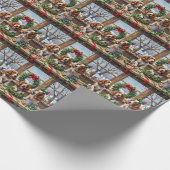 Springer Spaniel Christmas Wreath Making Holiday Geschenkpapier (Ecke)