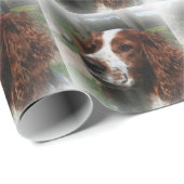 Springer Spaniel Dog Art Geschenkpapier (Rolleneckpunkt)