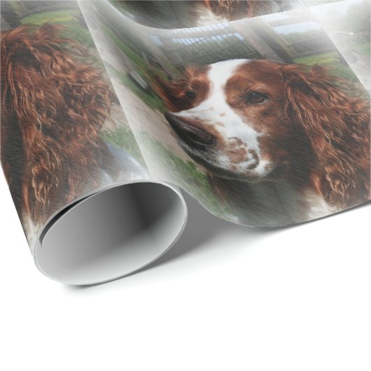 Springer Spaniel Dog Art Geschenkpapier (Rolleneckpunkt)