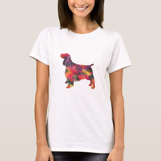Springer Spaniel Dog Geometrische Silhouette Multi T-Shirt (Vorderseite)